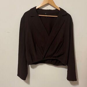 Cider Chocolate Brown Wrap-Front Blouse
